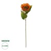 GloboStar® Artificial Garden ORANGE SUNFLOWER BRANCH 21213 Τεχνητό Διακοσμητικό Κλαδί Ηλιοτρόπιο Πορτοκαλί Y50cm