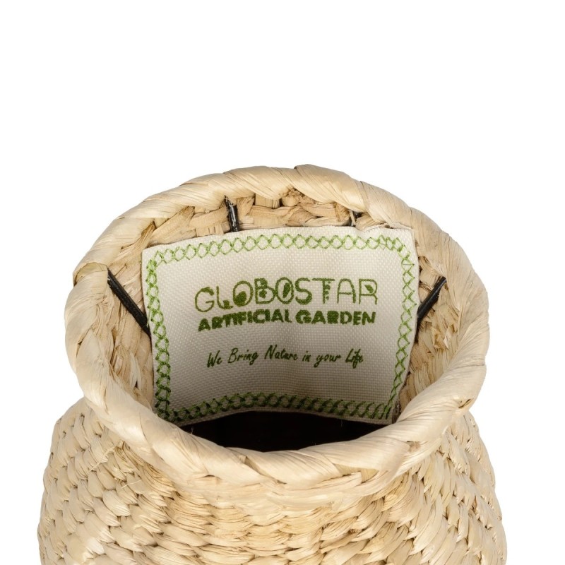 GloboStar® Artificial Garden HAVANA 21222 Διακοσμητικό Πλεκτό Καλάθι - Κασπώ Γλάστρα - Flower Pot Μπεζ Μ16 x Π16 x Υ25cm