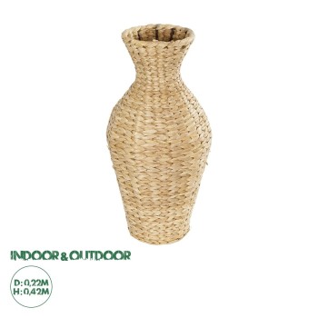 GloboStar® Artificial Garden HAVANA 21223 Διακοσμητικό Πλεκτό Καλάθι Κασπώ Γλάστρα Μπεζ Π22 x M22 x Υ42cm