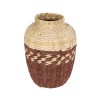 GloboStar® Artificial Garden TOULOUSE 21225 Διακοσμητικό Πλεκτό Καλάθι - Κασπώ Γλάστρα - Flower Pot Μπεζ με Κόκκινο Π25 x M25 x Υ32cm