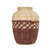 GloboStar® Artificial Garden TOULOUSE 21225 Διακοσμητικό Πλεκτό Καλάθι - Κασπώ Γλάστρα - Flower Pot Μπεζ με Κόκκινο Π25 x M25 x Υ32cm