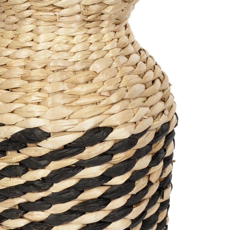 GloboStar® Artificial Garden VERSALLES 21226 Διακοσμητικό Πλεκτό Καλάθι - Κασπώ Γλάστρα - Flower Pot Μπεζ με Μαύρο Π16 x M16 x Υ25cm