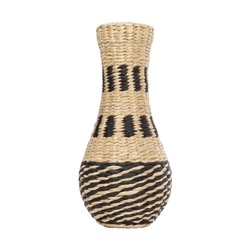 GloboStar® Artificial Garden BOLOGNA 21228 Διακοσμητικό Πλεκτό Καλάθι - Κασπώ Γλάστρα - Flower Pot Μπεζ με Μαύρο Π20 x M20 x Υ42cm