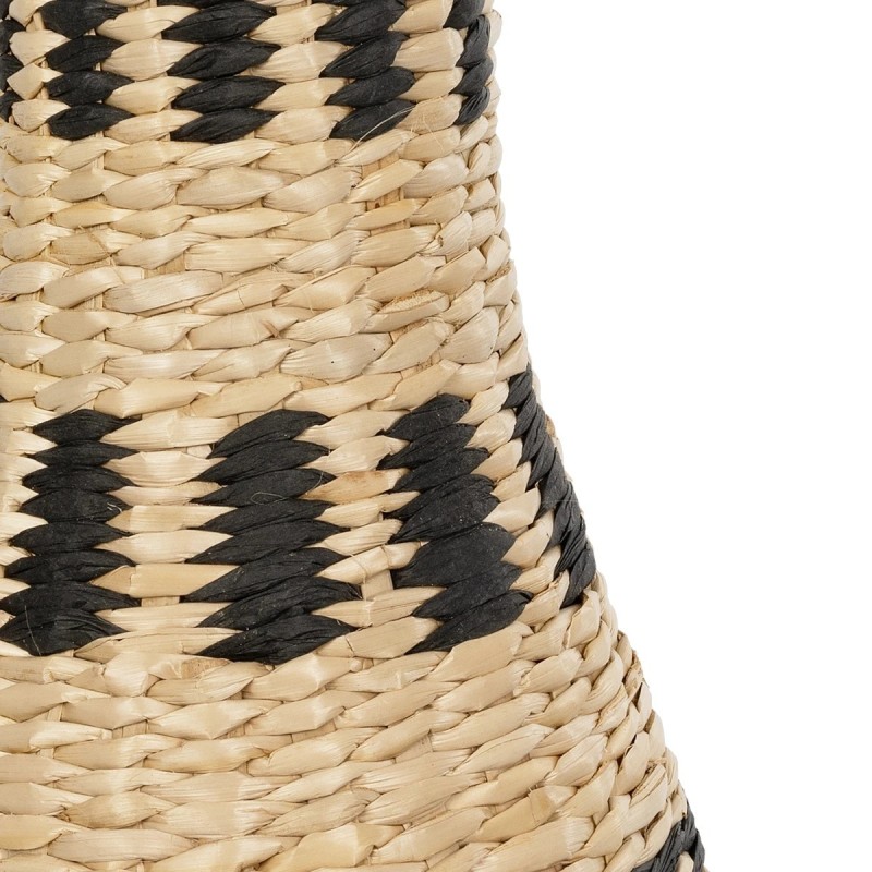 GloboStar® Artificial Garden BOLOGNA 21228 Διακοσμητικό Πλεκτό Καλάθι - Κασπώ Γλάστρα - Flower Pot Μπεζ με Μαύρο Π20 x M20 x Υ42cm