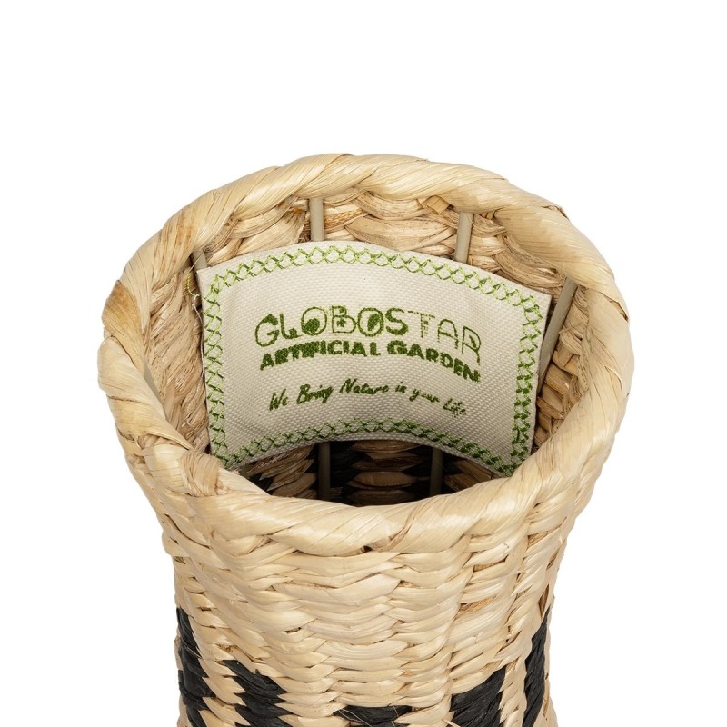 GloboStar® Artificial Garden BOLOGNA 21228 Διακοσμητικό Πλεκτό Καλάθι - Κασπώ Γλάστρα - Flower Pot Μπεζ με Μαύρο Π20 x M20 x Υ42cm