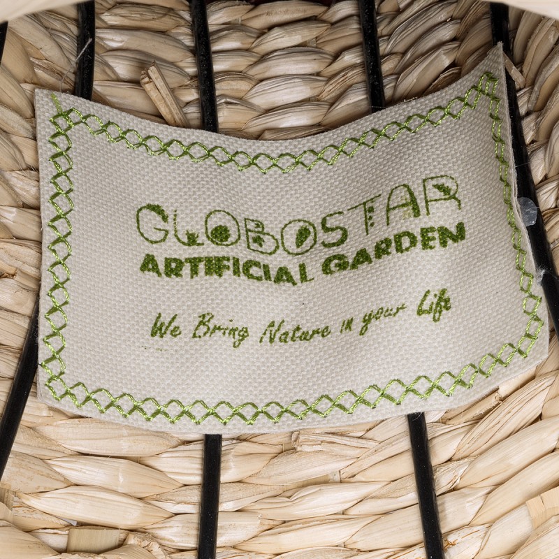 GloboStar® Artificial Garden PALERMO 21231 Διακοσμητικό Πλεκτό Καλάθι - Κασπώ Γλάστρα - Flower Pot Μπεζ με Μπορντό Φ38cm x Υ50cm