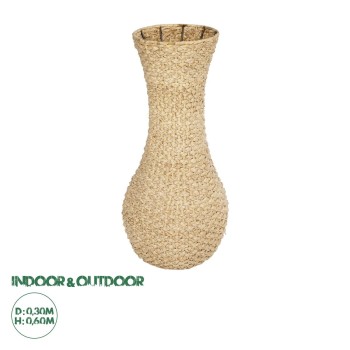 GloboStar® Artificial Garden SANDIAGO 21233 Διακοσμητικό Πλεκτό Καλάθι - Κασπώ Γλάστρα - Flower Pot Μπεζ Π30 x M30 x Υ60cm