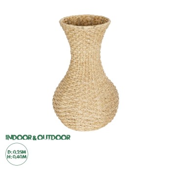 GloboStar® Artificial Garden SANDIAGO 21234 Διακοσμητικό Πλεκτό Καλάθι - Κασπώ Γλάστρα - Flower Pot Μπεζ Π25 x M25 x x Υ40cm