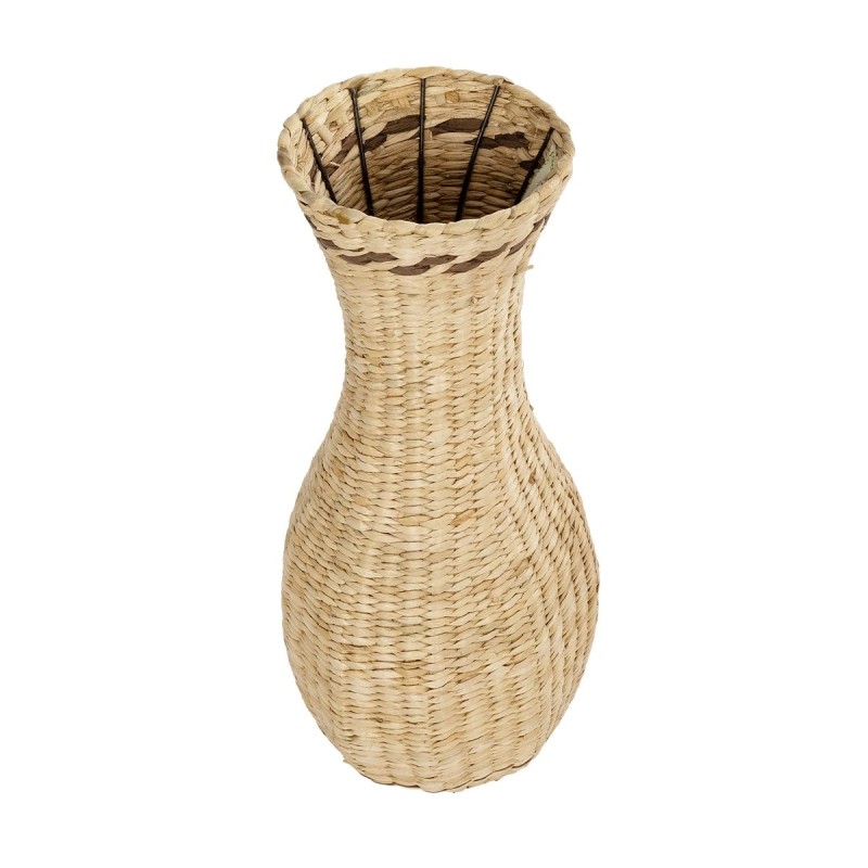 GloboStar® Artificial Garden MONACO 21235 Διακοσμητικό Πλεκτό Καλάθι - Κασπώ Γλάστρα - Flower Pot Μπεζ Φ29cm x Υ60cm