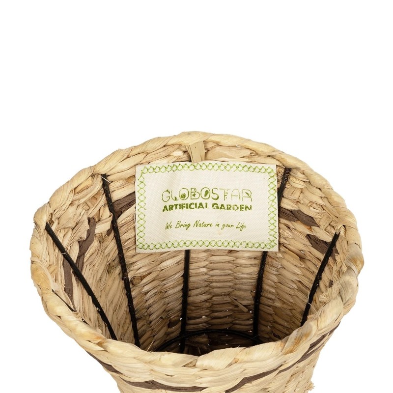 GloboStar® Artificial Garden MONACO 21235 Διακοσμητικό Πλεκτό Καλάθι - Κασπώ Γλάστρα - Flower Pot Μπεζ Φ29cm x Υ60cm