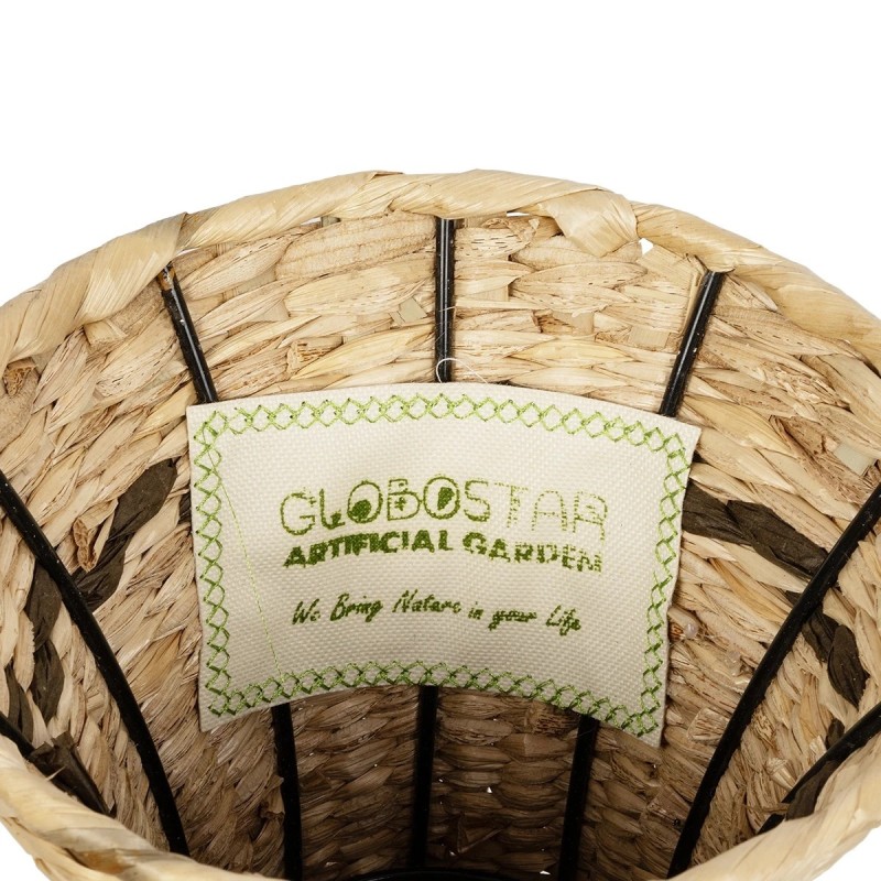 GloboStar® Artificial Garden MONACO 21236 Διακοσμητικό Πλεκτό Καλάθι - Κασπώ Γλάστρα - Flower Pot Μπεζ με Καφέ Π25 x M25 x Υ45cm