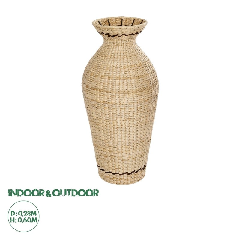 GloboStar® Artificial Garden MONTPELLIER 21237 Διακοσμητικό Πλεκτό Καλάθι - Κασπώ Γλάστρα - Flower Pot Μπεζ με Καφέ Π28 x M28 x Υ60cm