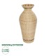 GloboStar® Artificial Garden MONTPELLIER 21237 Διακοσμητικό Πλεκτό Καλάθι - Κασπώ Γλάστρα - Flower Pot Μπεζ με Καφέ Π28 x M28 x Υ60cm
