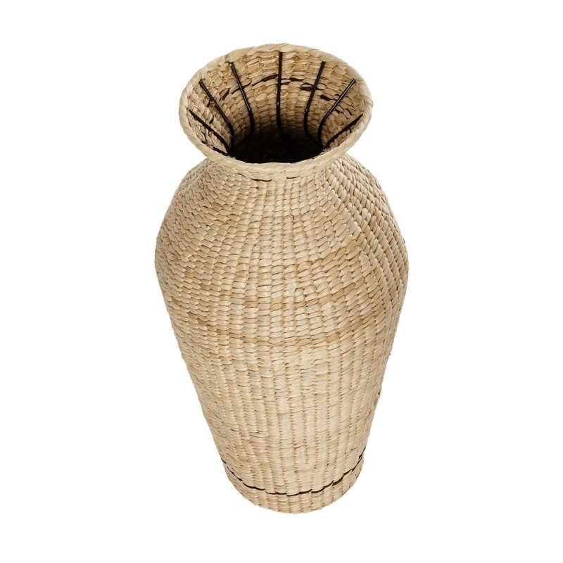 GloboStar® Artificial Garden MONTPELLIER 21237 Διακοσμητικό Πλεκτό Καλάθι - Κασπώ Γλάστρα - Flower Pot Μπεζ με Καφέ Π28 x M28 x Υ60cm