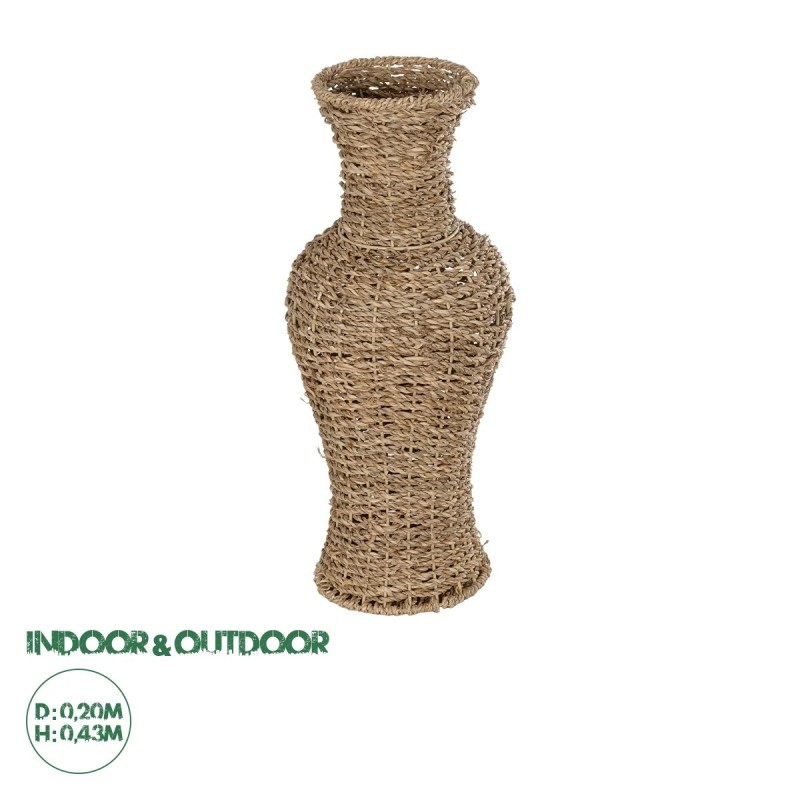 GloboStar® Artificial Garden TEXAS 21238 Διακοσμητικό Πλεκτό Καλάθι - Κασπώ Γλάστρα - Flower Pot Μπεζ Μ20 x Π20 x Υ43cm