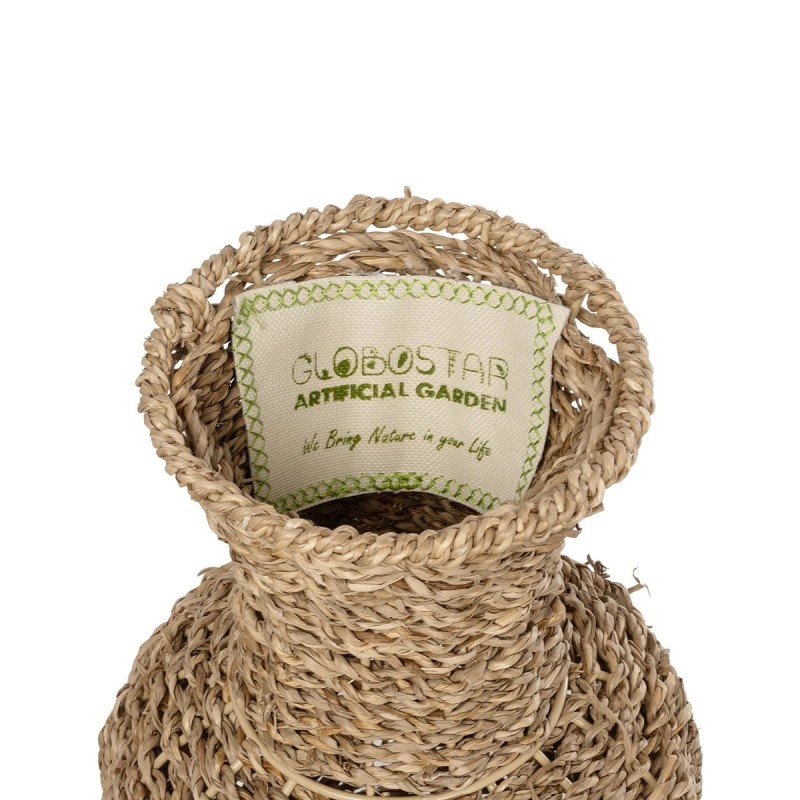 GloboStar® Artificial Garden TEXAS 21238 Διακοσμητικό Πλεκτό Καλάθι - Κασπώ Γλάστρα - Flower Pot Μπεζ Μ20 x Π20 x Υ43cm