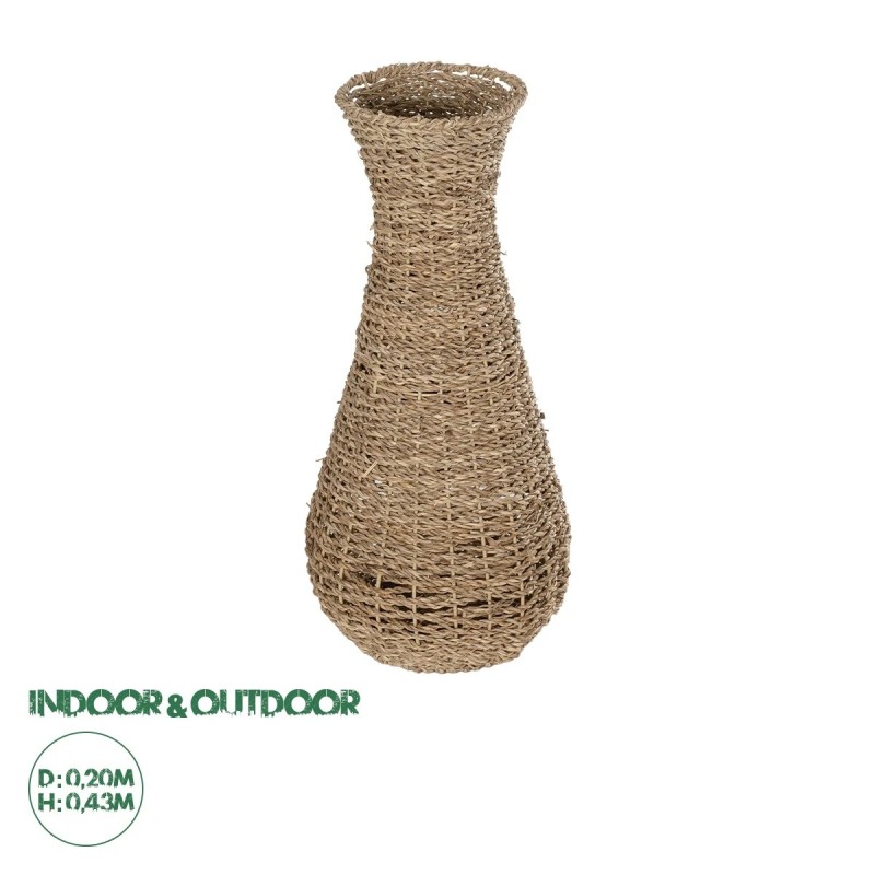 GloboStar® Artificial Garden CALIFORNIA 21239 Διακοσμητικό Πλεκτό Καλάθι - Κασπώ Γλάστρα - Flower Pot Μπεζ Μ20 x Π20 x Υ43cm