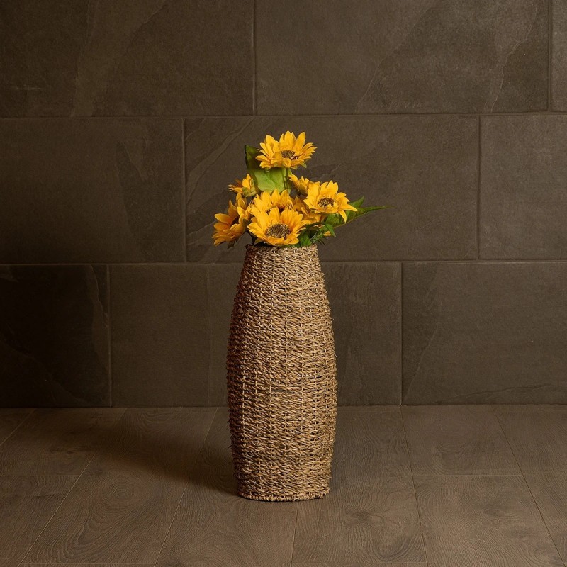 GloboStar® Artificial Garden FRANCISCO 21240 Διακοσμητικό Πλεκτό Καλάθι - Κασπώ Γλάστρα - Flower Pot Μπεζ Μ20 x Π20 x Υ41cm