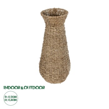 GloboStar® Artificial Garden PANAMA 21241 Διακοσμητικό Πλεκτό Καλάθι - Κασπώ Γλάστρα - Flower Pot Μπεζ Μ20 x Π20 x Υ40cm