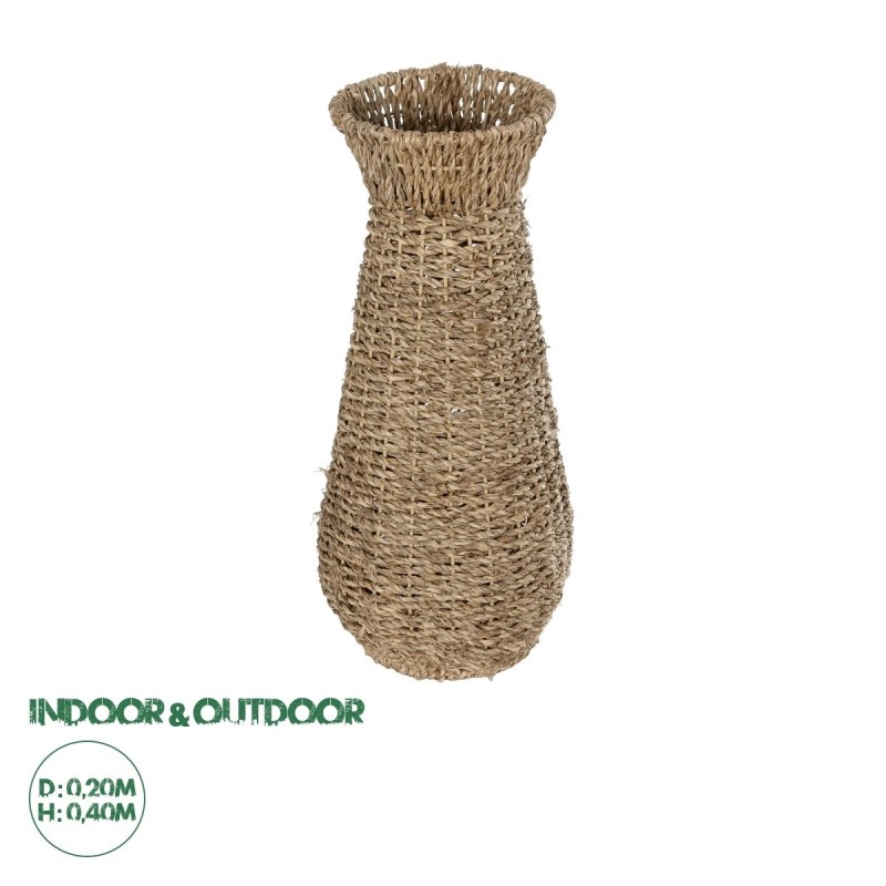 GloboStar® Artificial Garden PANAMA 21241 Διακοσμητικό Πλεκτό Καλάθι - Κασπώ Γλάστρα - Flower Pot Μπεζ Μ20 x Π20 x Υ40cm