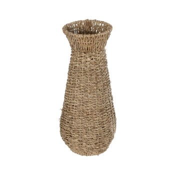 GloboStar® Artificial Garden PANAMA 21241 Διακοσμητικό Πλεκτό Καλάθι - Κασπώ Γλάστρα - Flower Pot Μπεζ Μ20 x Π20 x Υ40cm