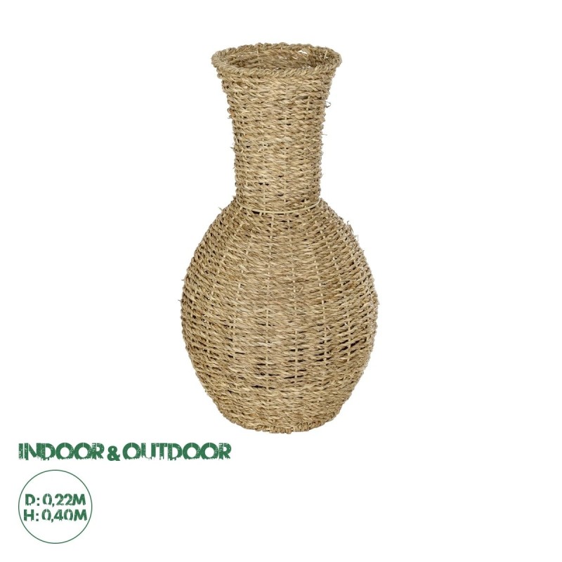 GloboStar® Artificial Garden MAUI 21242 Διακοσμητικό Πλεκτό Καλάθι - Κασπώ Γλάστρα - Flower Pot Μπεζ Π22 x M22 x Υ40cm