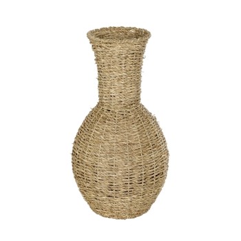 GloboStar® Artificial Garden MAUI 21242 Διακοσμητικό Πλεκτό Καλάθι - Κασπώ Γλάστρα - Flower Pot Μπεζ Π22 x M22 x Υ40cm