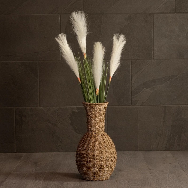 GloboStar® Artificial Garden MAUI 21242 Διακοσμητικό Πλεκτό Καλάθι - Κασπώ Γλάστρα - Flower Pot Μπεζ Π22 x M22 x Υ40cm