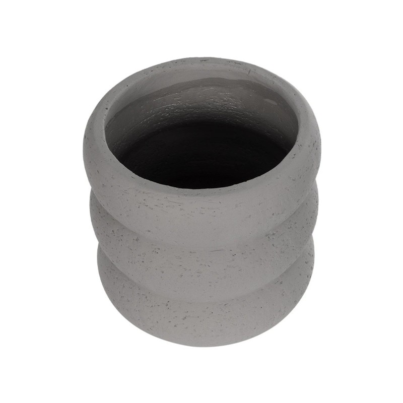 GloboStar® Artificial Garden ALBERT 21248 Διακοσμητική Κεραμική Γλάστρα ΓΚΡΙ Π18 x Μ18 x Υ16 cm