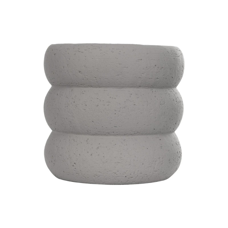 GloboStar® Artificial Garden ALBERT 21248 Διακοσμητική Κεραμική Γλάστρα ΓΚΡΙ Π18 x Μ18 x Υ16 cm