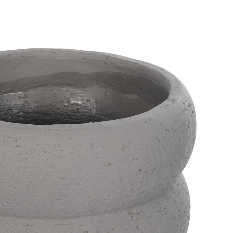 GloboStar® Artificial Garden ALBERT 21248 Διακοσμητική Κεραμική Γλάστρα ΓΚΡΙ Π18 x Μ18 x Υ16 cm