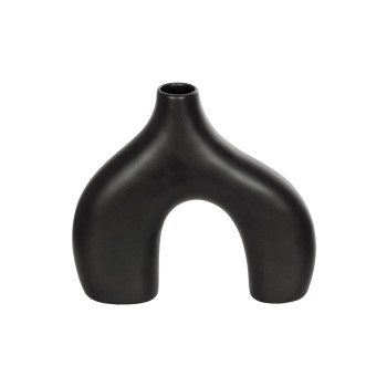 GloboStar® Artificial Garden TOLEDO 21249 Διακοσμητικό Κεραμικό Βάζo Μαύρο Π27 x Μ6 x Υ24 cm