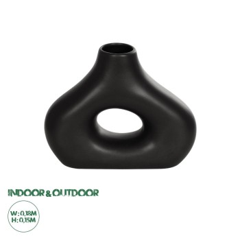 GloboStar® Artificial Garden HORIZON 21252 Διακοσμητικό Κεραμικό Βάζo Μαύρο Π18 x Μ6 x Υ15 cm