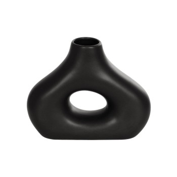 GloboStar® Artificial Garden HORIZON 21252 Διακοσμητικό Κεραμικό Βάζo Μαύρο Π18 x Μ6 x Υ15 cm