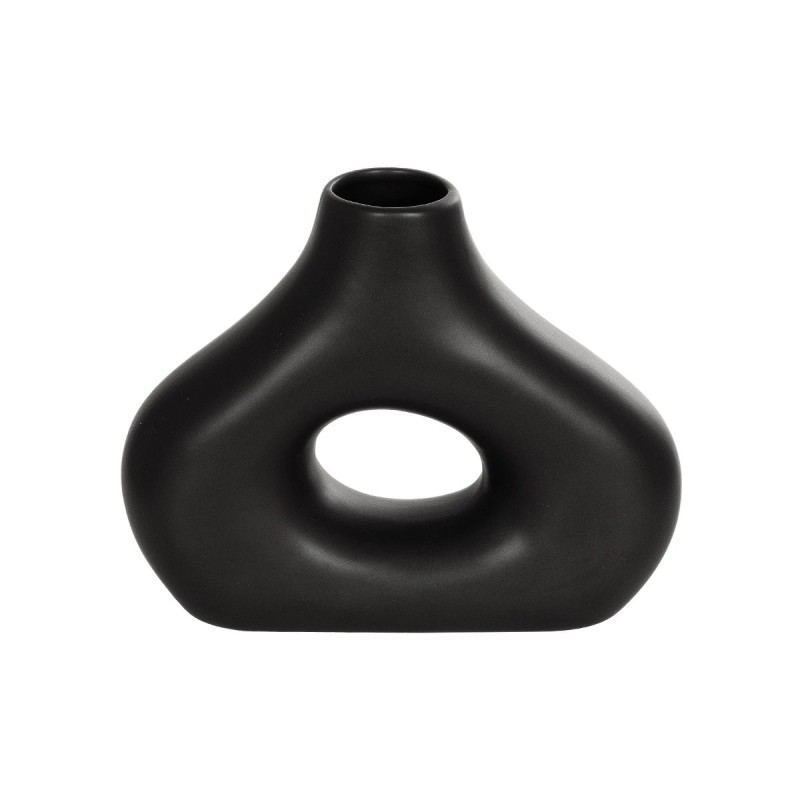 GloboStar® Artificial Garden HORIZON 21252 Διακοσμητικό Κεραμικό Βάζo Μαύρο Π18 x Μ6 x Υ15 cm