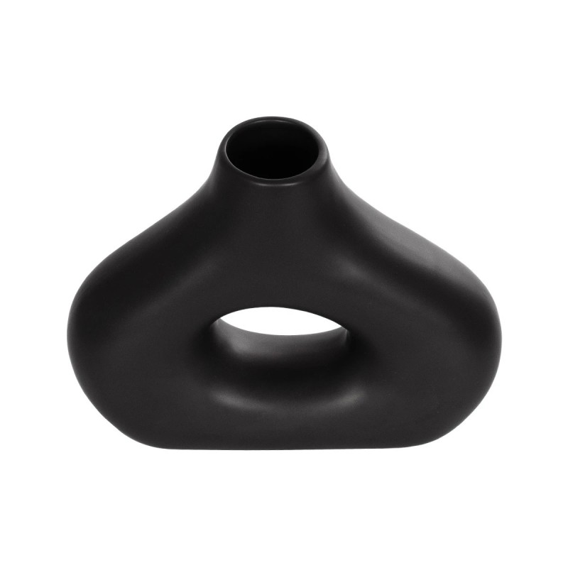 GloboStar® Artificial Garden HORIZON 21252 Διακοσμητικό Κεραμικό Βάζo Μαύρο Π18 x Μ6 x Υ15 cm