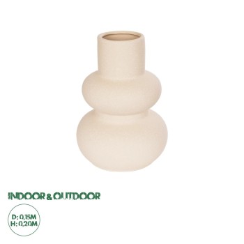 GloboStar® Artificial Garden QUARTZ 21254 Διακοσμητικό Κεραμικό Βάζo Μπεζ Π15 x Μ15 x Υ20 cm