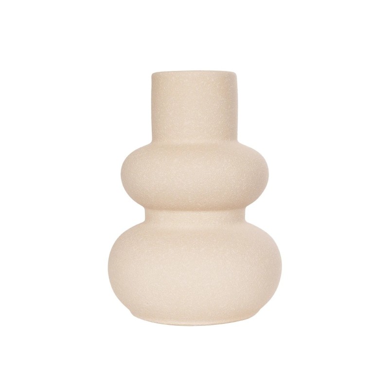 GloboStar® Artificial Garden QUARTZ 21254 Διακοσμητικό Κεραμικό Βάζo Μπεζ Π15 x Μ15 x Υ20 cm