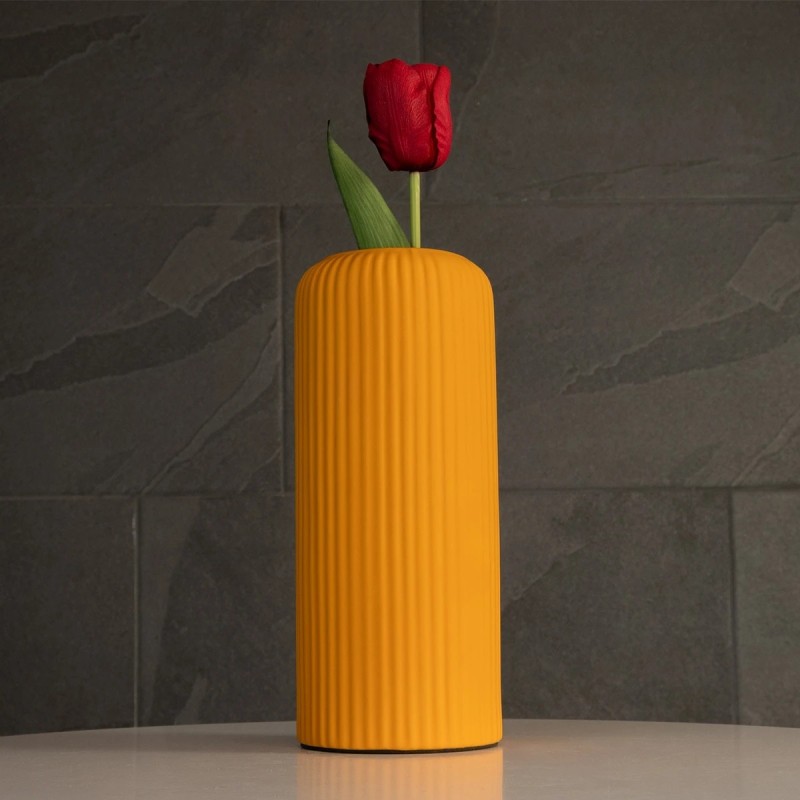 GloboStar® Artificial Garden CANGUU 21255 Διακοσμητικό Κεραμικό Βάζo Πορτοκαλί Π11 x Μ11 x Υ26 cm