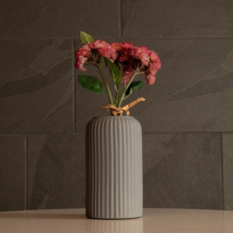 GloboStar® Artificial Garden LOVINA 21257 Διακοσμητικό Κεραμικό Βάζo Γκρι Π9 x Μ9 x Υ16 cm