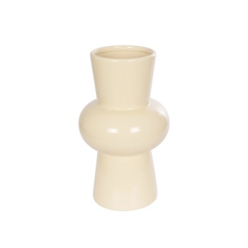 GloboStar® Artificial Garden DESERT 21258 Διακοσμητικό Κεραμικό Βάζo Μπεζ Π14 x Μ14 x Υ25 cm