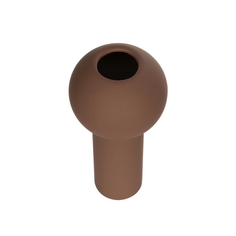 GloboStar® Artificial Garden COSTA RICA 21260 Διακοσμητικό Κεραμικό Βάζo Καφέ Π10 x Μ10 x Υ21cm