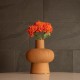 GloboStar® Artificial Garden CORNEOL 21262 Διακοσμητικό Κεραμικό Βάζo Καφέ Π17 x Μ17 x Υ20cm
