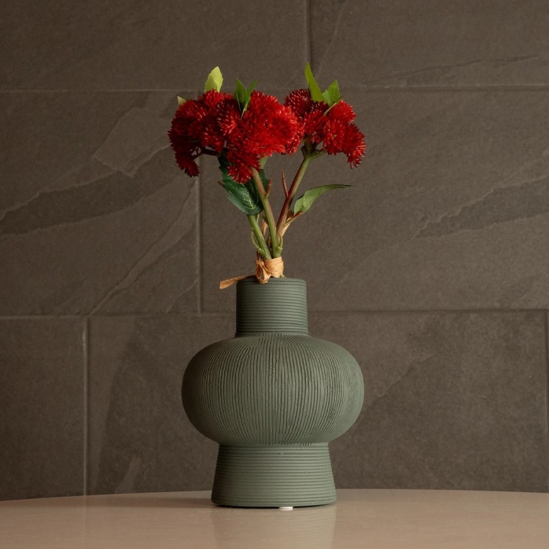 GloboStar® Artificial Garden MALACHITE 21264 Διακοσμητικό Κεραμικό Βάζo Πράσινο Π13 x Μ13 x Υ16cm