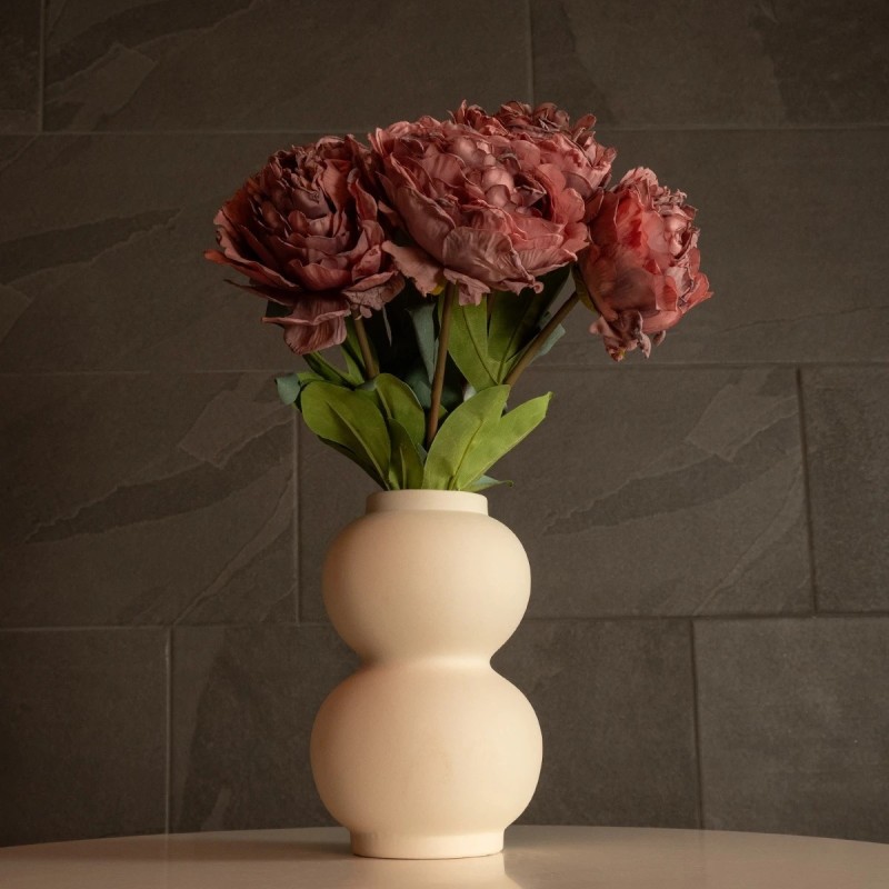 GloboStar® Artificial Garden PEARL 21265 Διακοσμητικό Κεραμικό Βάζo Μπεζ Π13 x Μ13 x Υ21cm