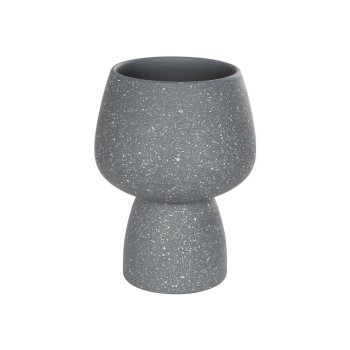 GloboStar® Artificial Garden SAMUI 21271 Διακοσμητικό Κεραμικό Βάζo Γκρι Π16 x Μ16 x Υ20cm