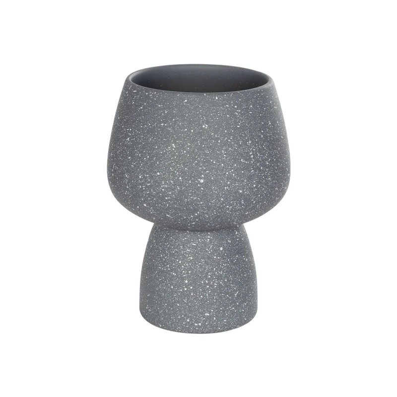 GloboStar® Artificial Garden SAMUI 21271 Διακοσμητικό Κεραμικό Βάζo Γκρι Π16 x Μ16 x Υ20cm