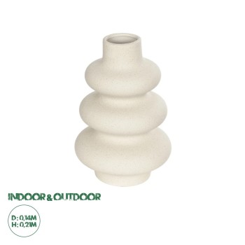 GloboStar® Artificial Garden THAILAND 21278 Διακοσμητικό Κεραμικό Βάζo Μπεζ Π14 x Μ14 x Υ21cm