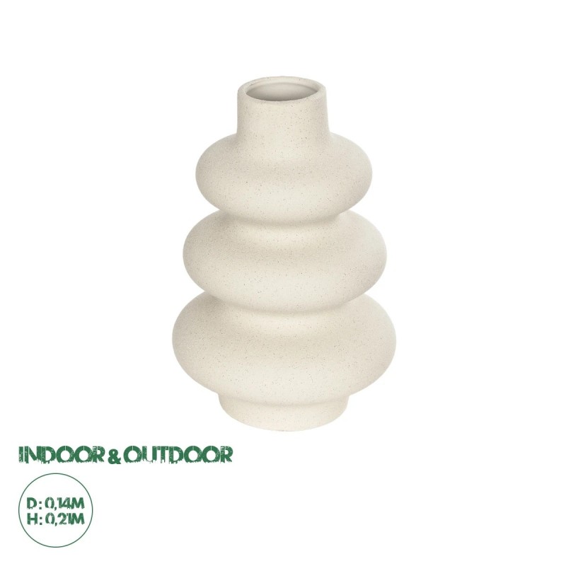 GloboStar® Artificial Garden THAILAND 21278 Διακοσμητικό Κεραμικό Βάζo Μπεζ Π14 x Μ14 x Υ21cm