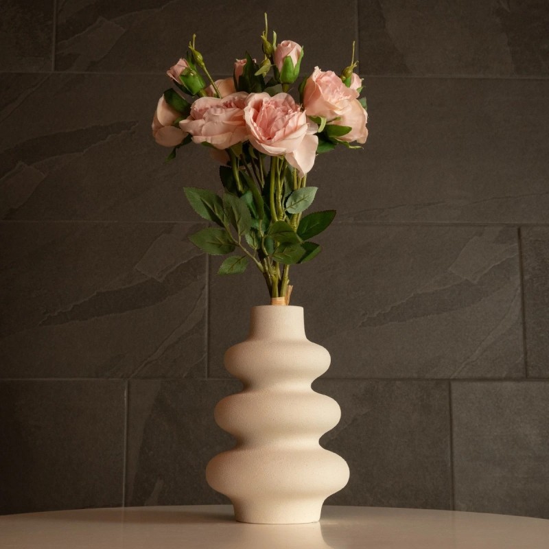 GloboStar® Artificial Garden THAILAND 21278 Διακοσμητικό Κεραμικό Βάζo Μπεζ Π14 x Μ14 x Υ21cm